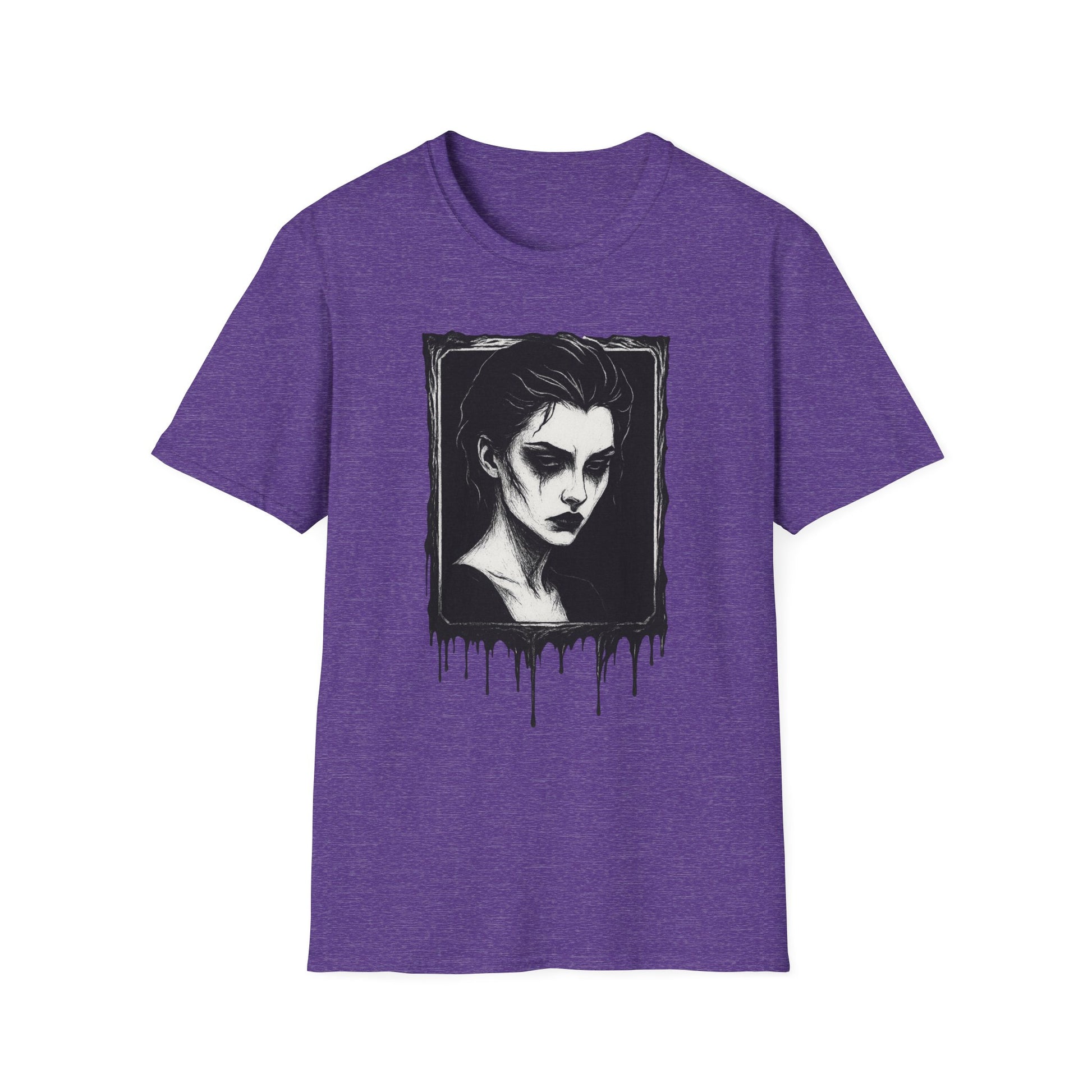 Framed in Mourning – Gothic Portrait Drip T-Shirt - NecroGrip 