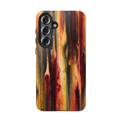 Rupture by NecroGrip tough phone case with red, gold, and black drip design