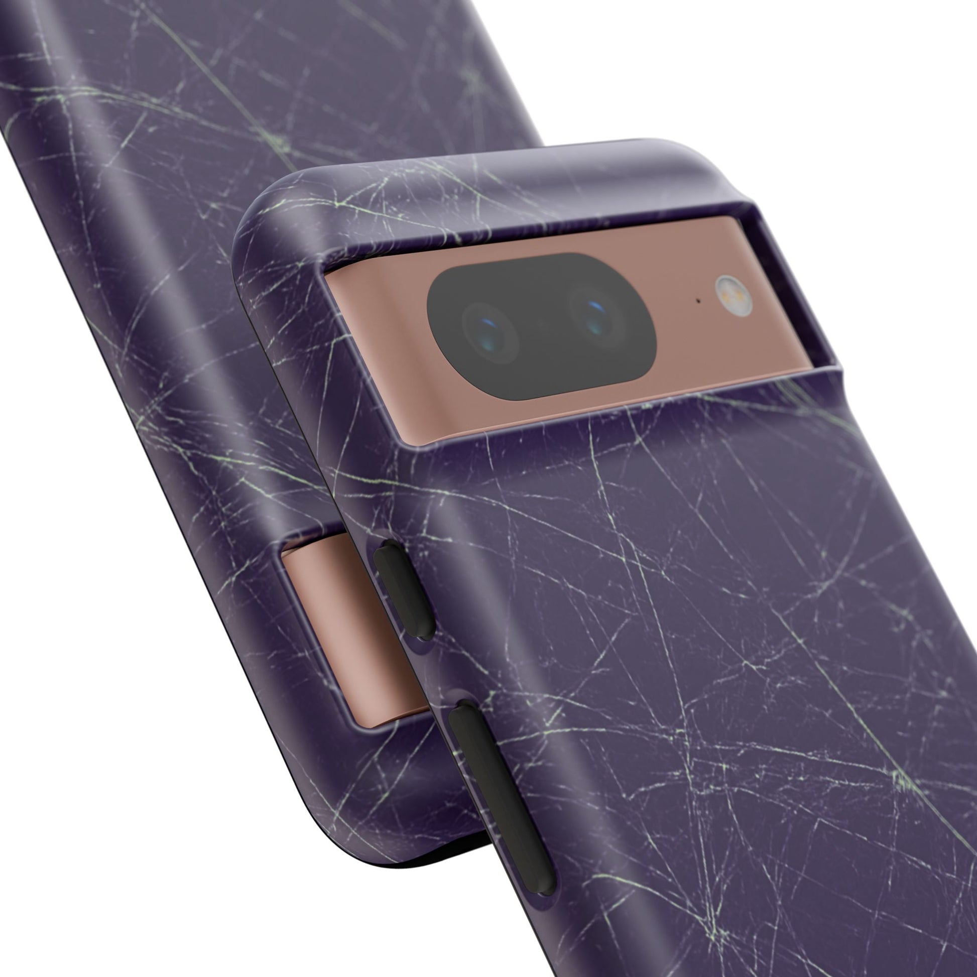 Fragmented impact-resistant phone case with cracked-glass design by NecroGrip.