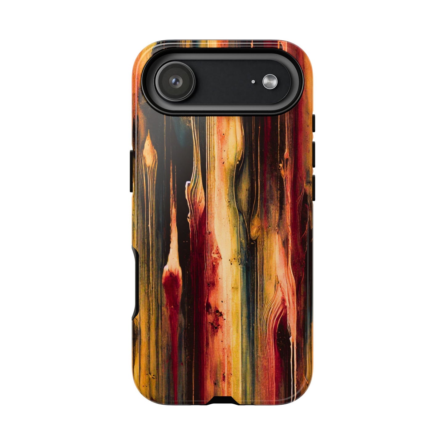 Rupture by NecroGrip tough phone case with red, gold, and black drip design