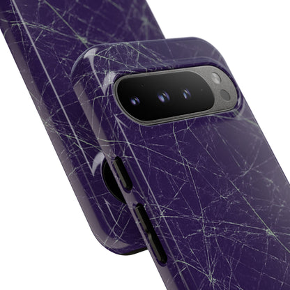 Fragmented impact-resistant phone case with cracked-glass design by NecroGrip.