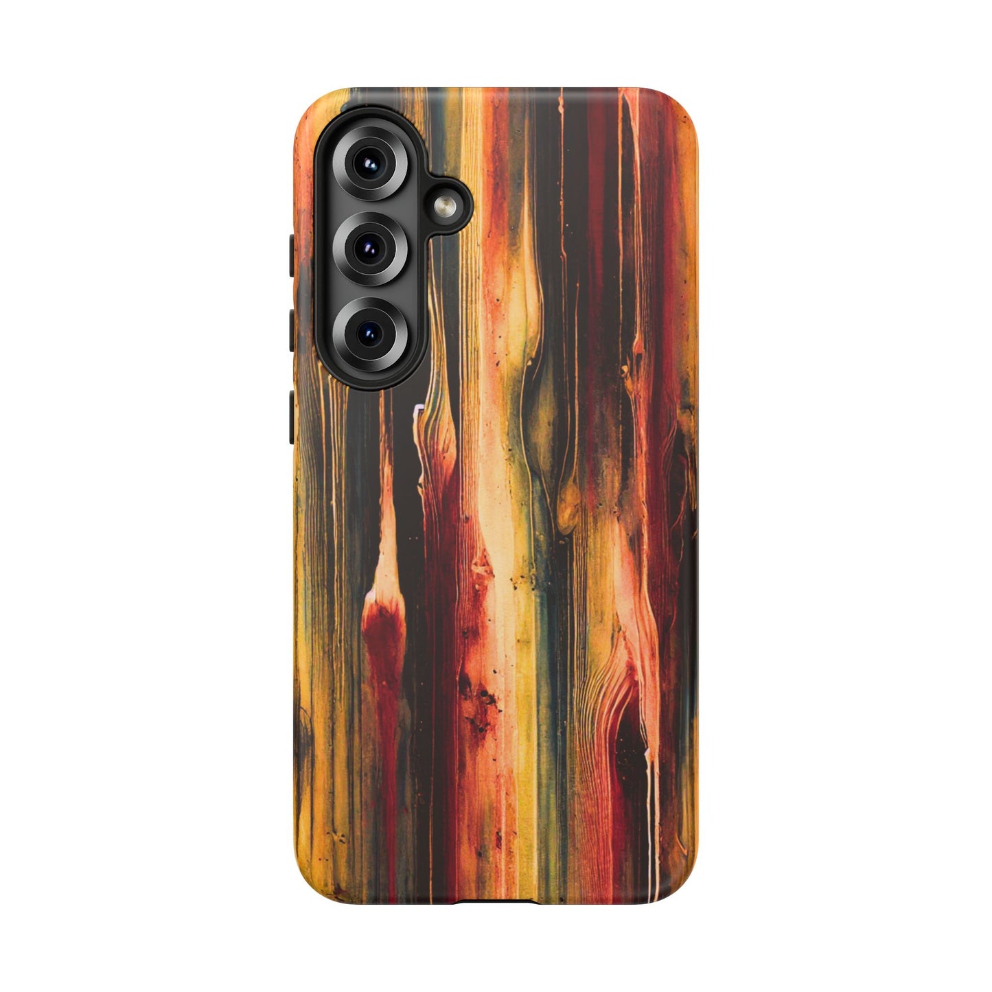 Rupture by NecroGrip tough phone case with red, gold, and black drip design