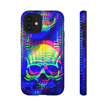 Phone Case - Bright Colorful Jittery Skull Design - NecroGrip 