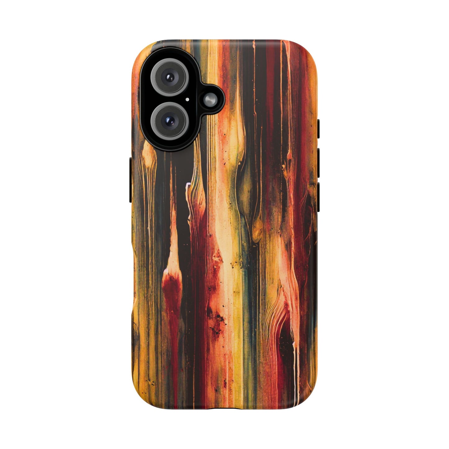 Rupture by NecroGrip tough phone case with red, gold, and black drip design