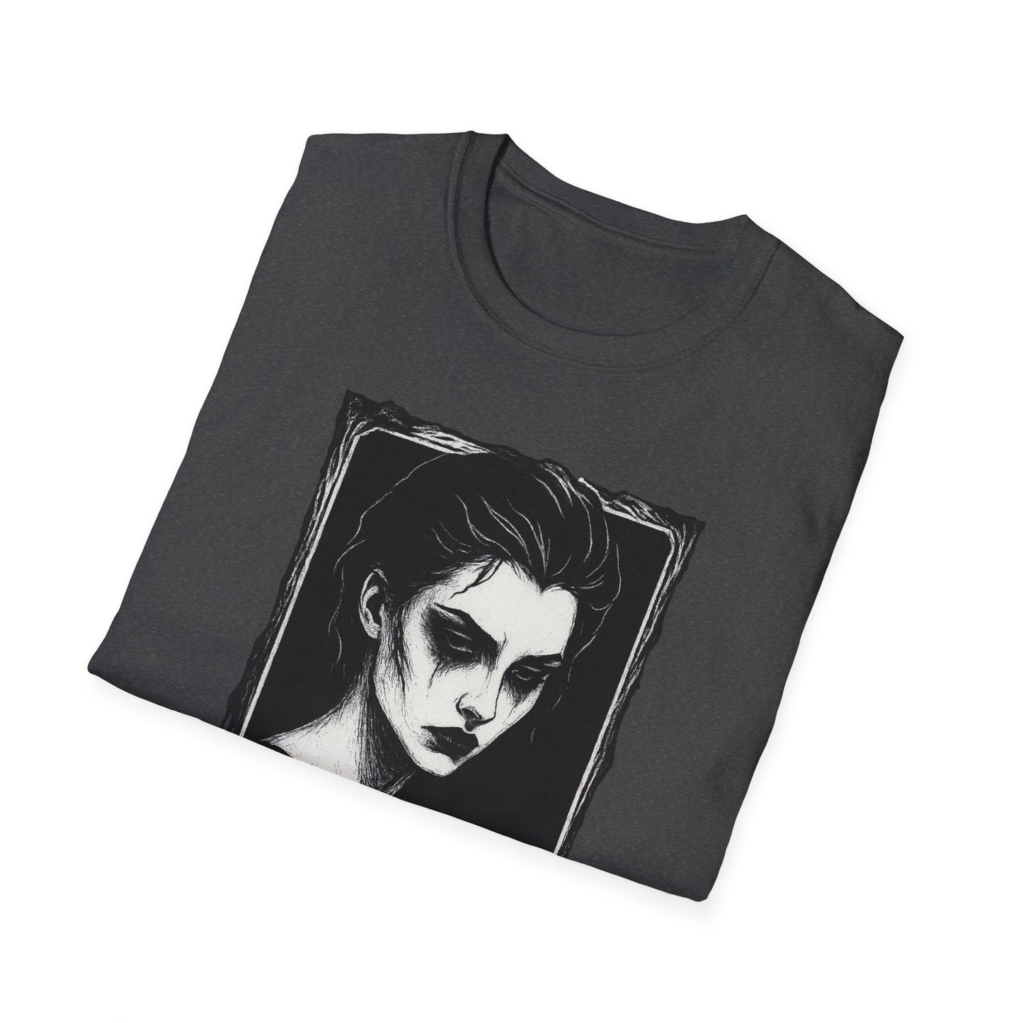 Framed in Mourning – Gothic Portrait Drip T-Shirt - NecroGrip 