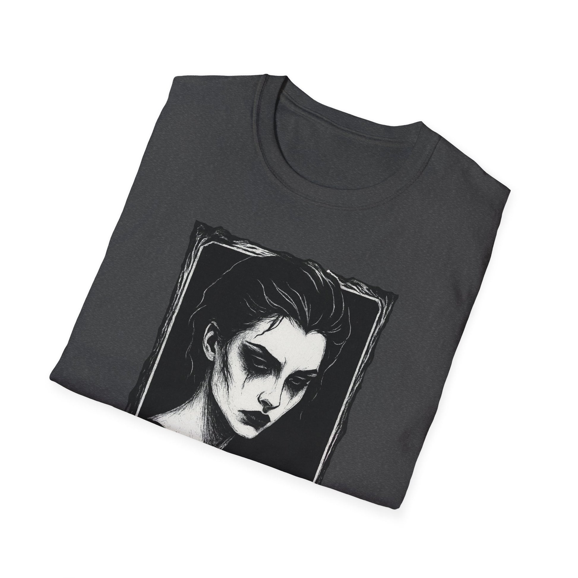 Framed in Mourning – Gothic Portrait Drip T-Shirt - NecroGrip 
