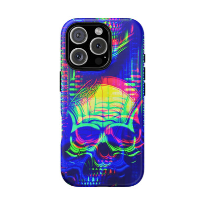 Phone Case - Bright Colorful Jittery Skull Design - NecroGrip 