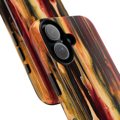 Rupture by NecroGrip tough phone case with red, gold, and black drip design