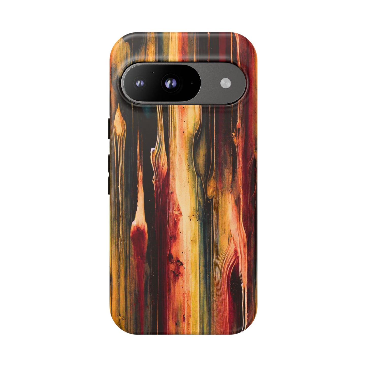 Rupture by NecroGrip tough phone case with red, gold, and black drip design