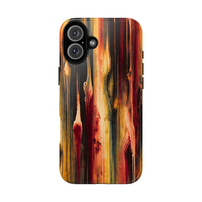 Rupture by NecroGrip tough phone case with red, gold, and black drip design