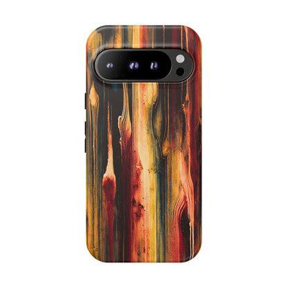 Rupture by NecroGrip tough phone case with red, gold, and black drip design