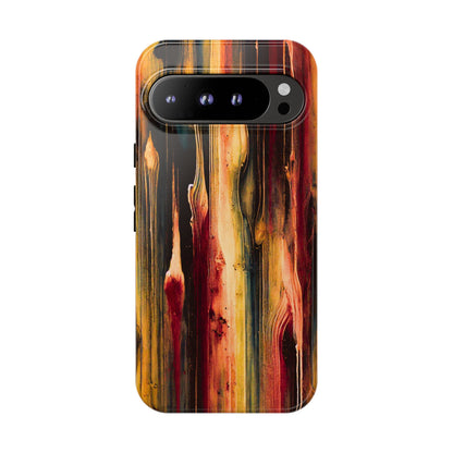 Rupture by NecroGrip tough phone case with red, gold, and black drip design