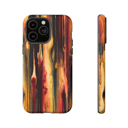 Rupture by NecroGrip tough phone case with red, gold, and black drip design