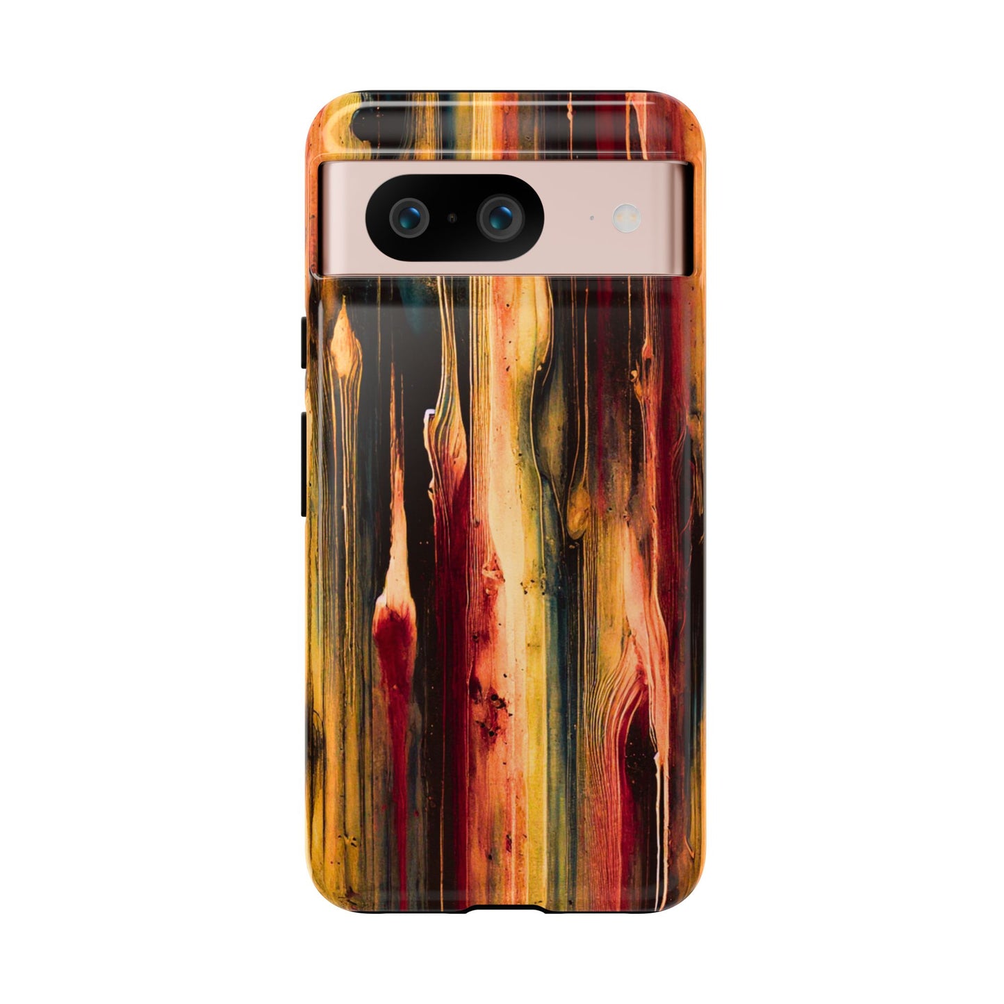 Rupture by NecroGrip tough phone case with red, gold, and black drip design