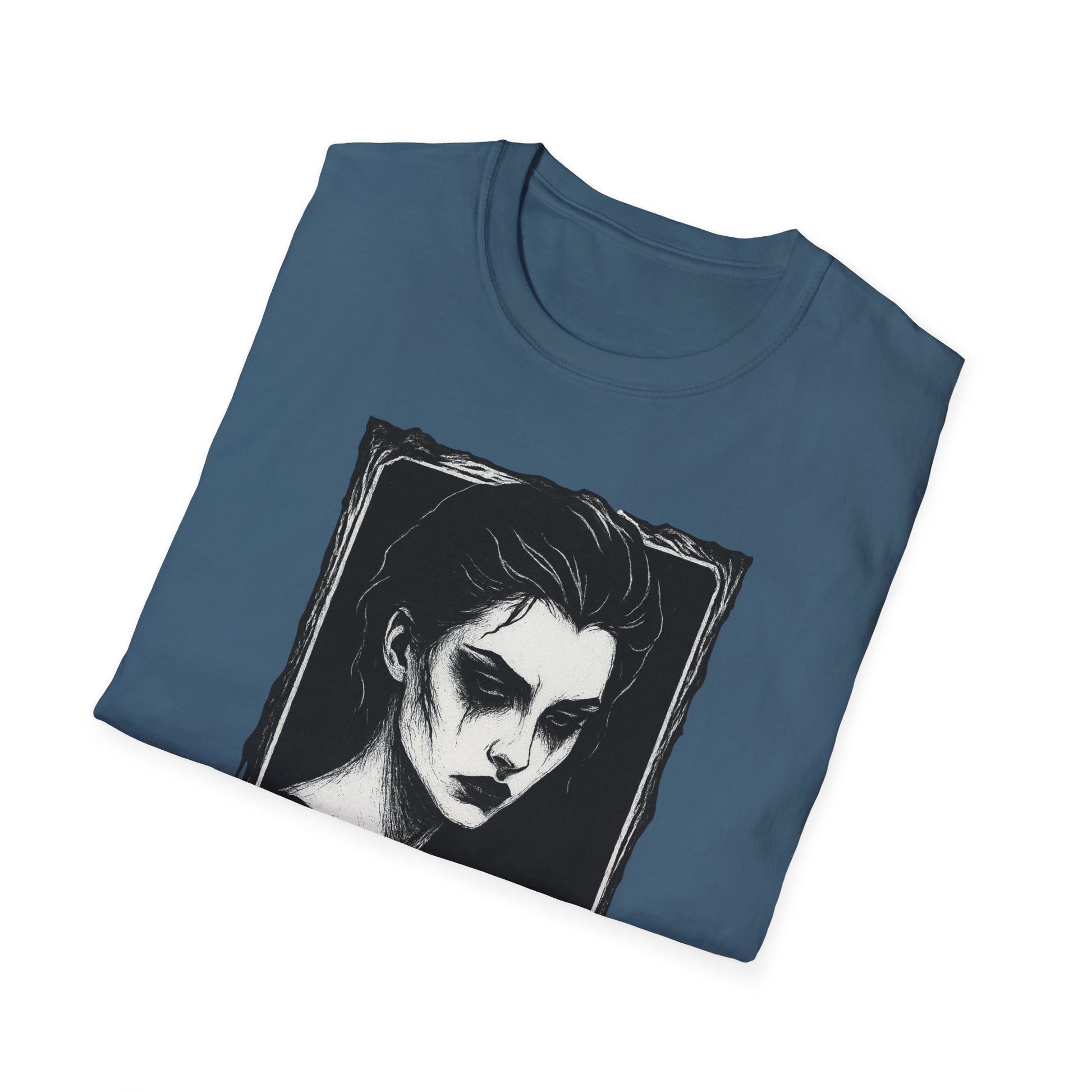 Framed in Mourning – Gothic Portrait Drip T-Shirt - NecroGrip 