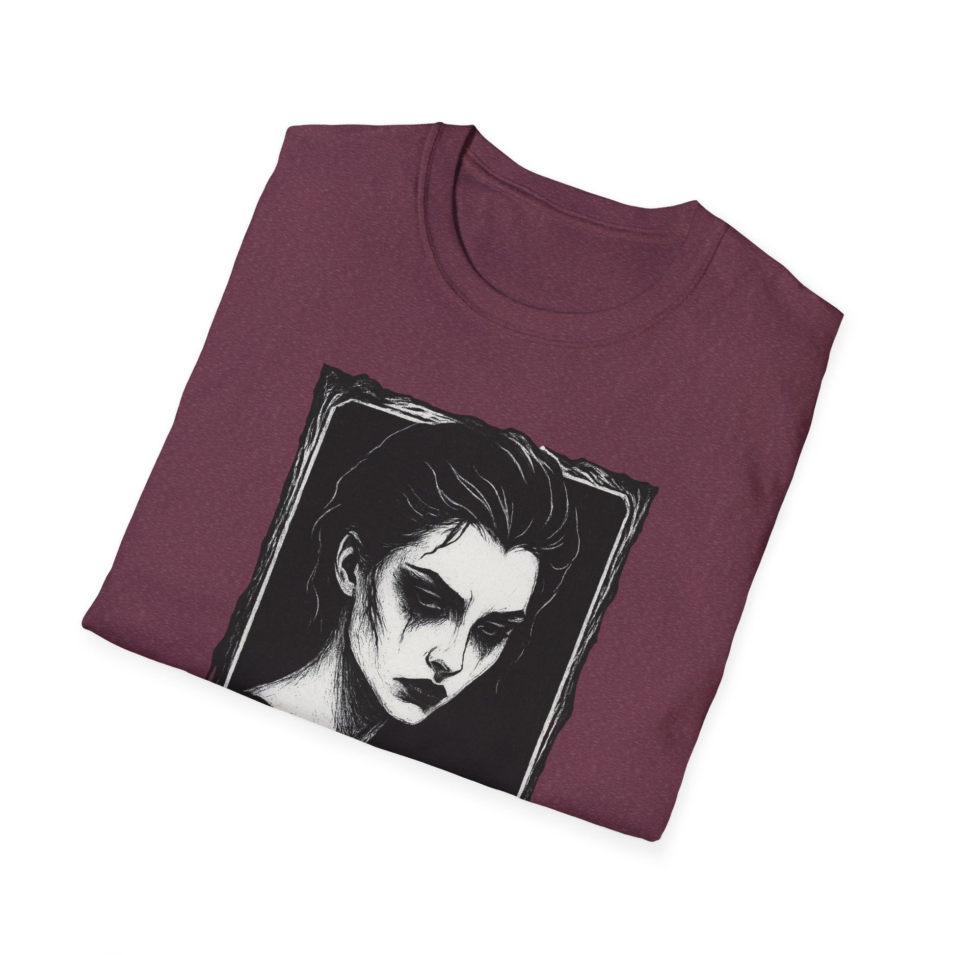 Framed in Mourning – Gothic Portrait Drip T-Shirt - NecroGrip 