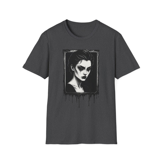 Framed in Mourning – Gothic Portrait Drip T-Shirt - NecroGrip 