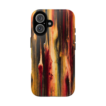 Rupture by NecroGrip tough phone case with red, gold, and black drip design