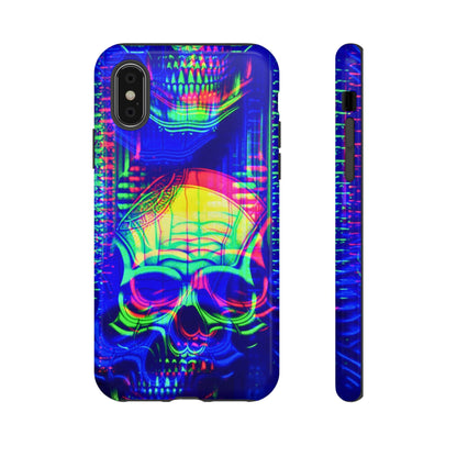 Phone Case - Bright Colorful Jittery Skull Design - NecroGrip 