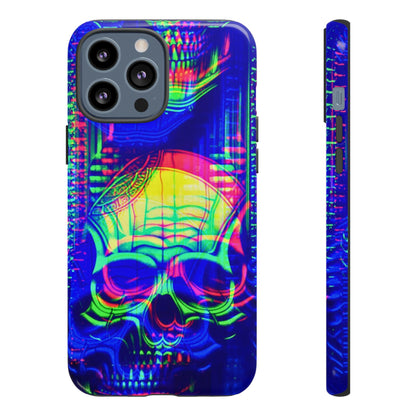 Phone Case - Bright Colorful Jittery Skull Design - NecroGrip 