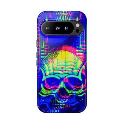 Phone Case - Bright Colorful Jittery Skull Design - NecroGrip 