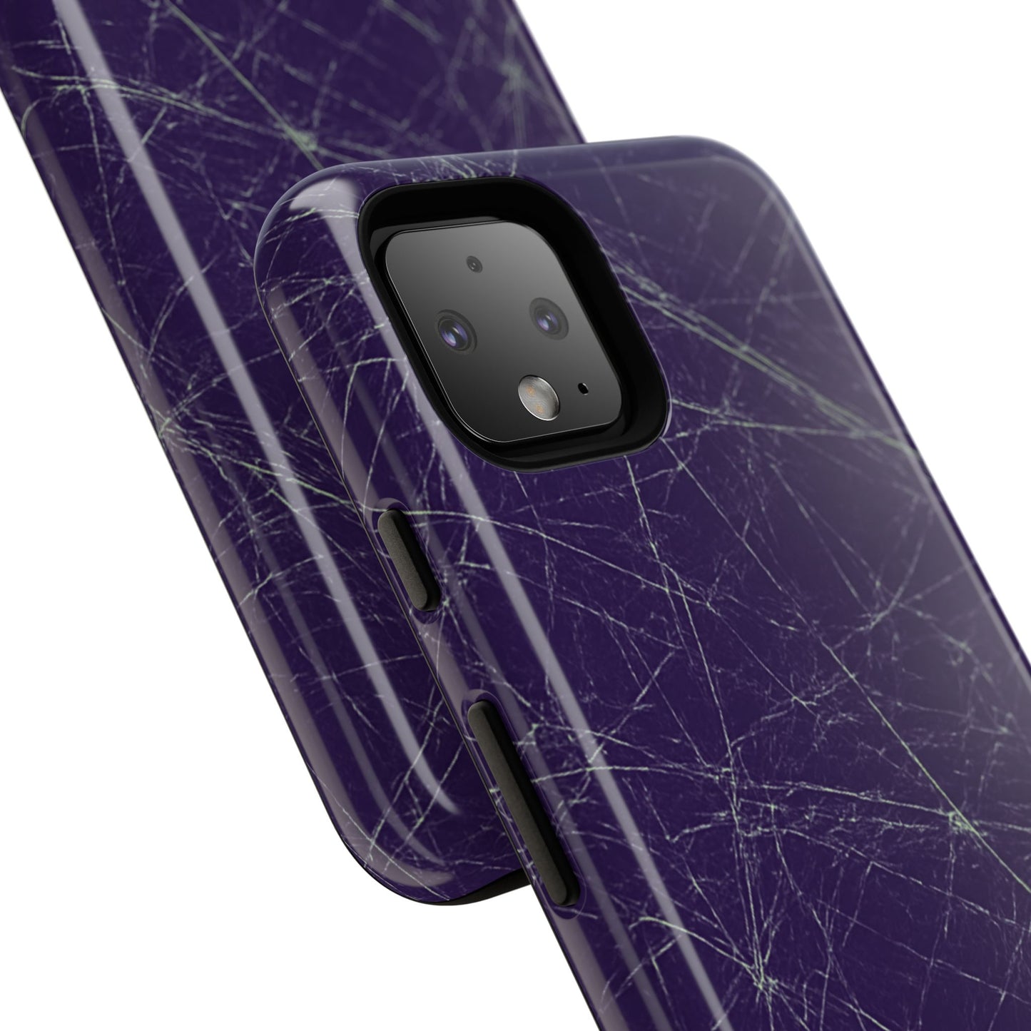 Fragmented impact-resistant phone case with cracked-glass design by NecroGrip.