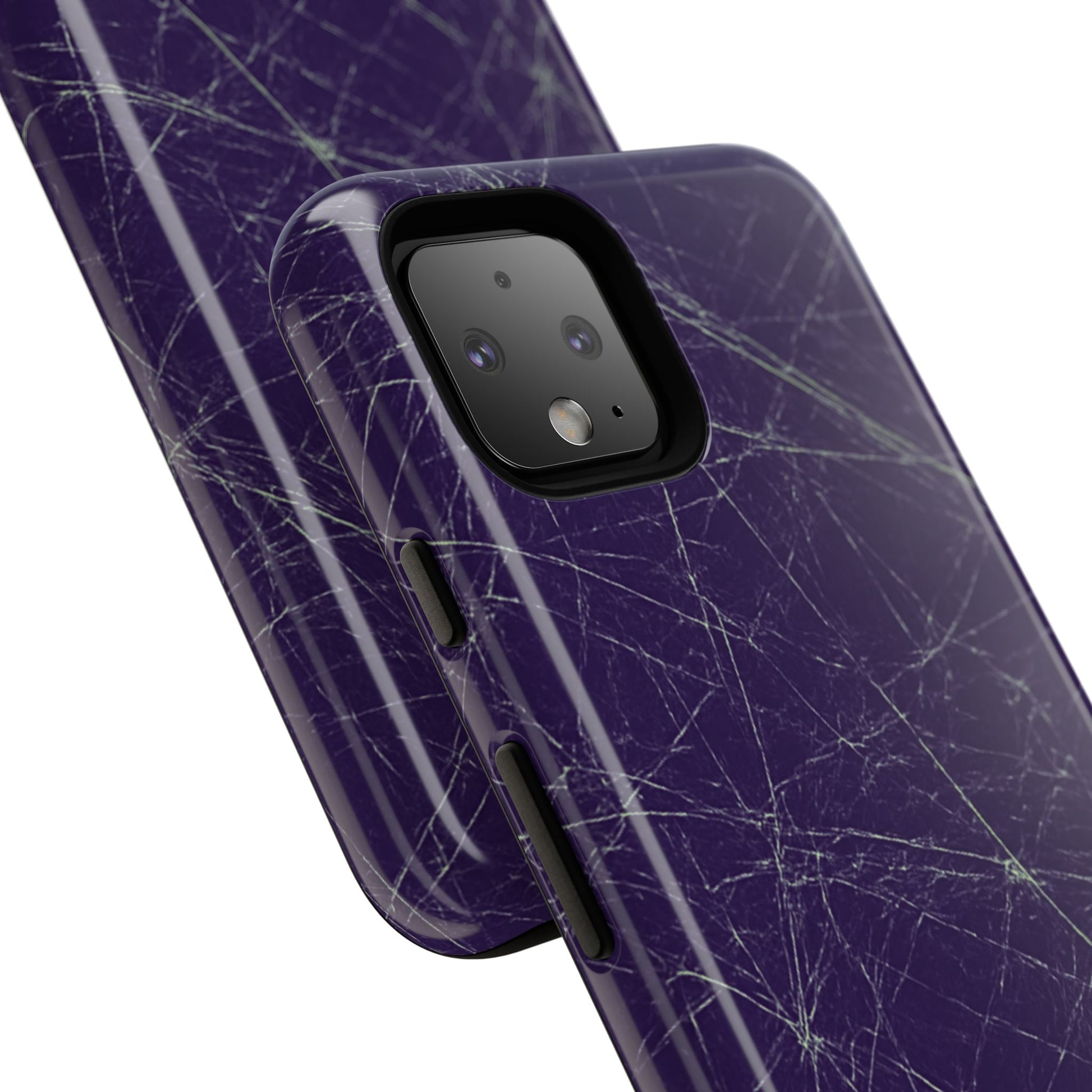 Fragmented impact-resistant phone case with cracked-glass design by NecroGrip.