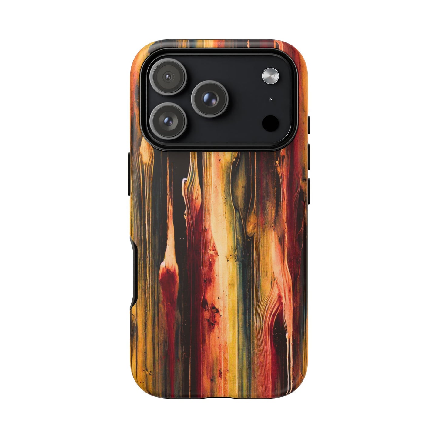 Rupture by NecroGrip tough phone case with red, gold, and black drip design