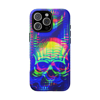 Phone Case - Bright Colorful Jittery Skull Design - NecroGrip 