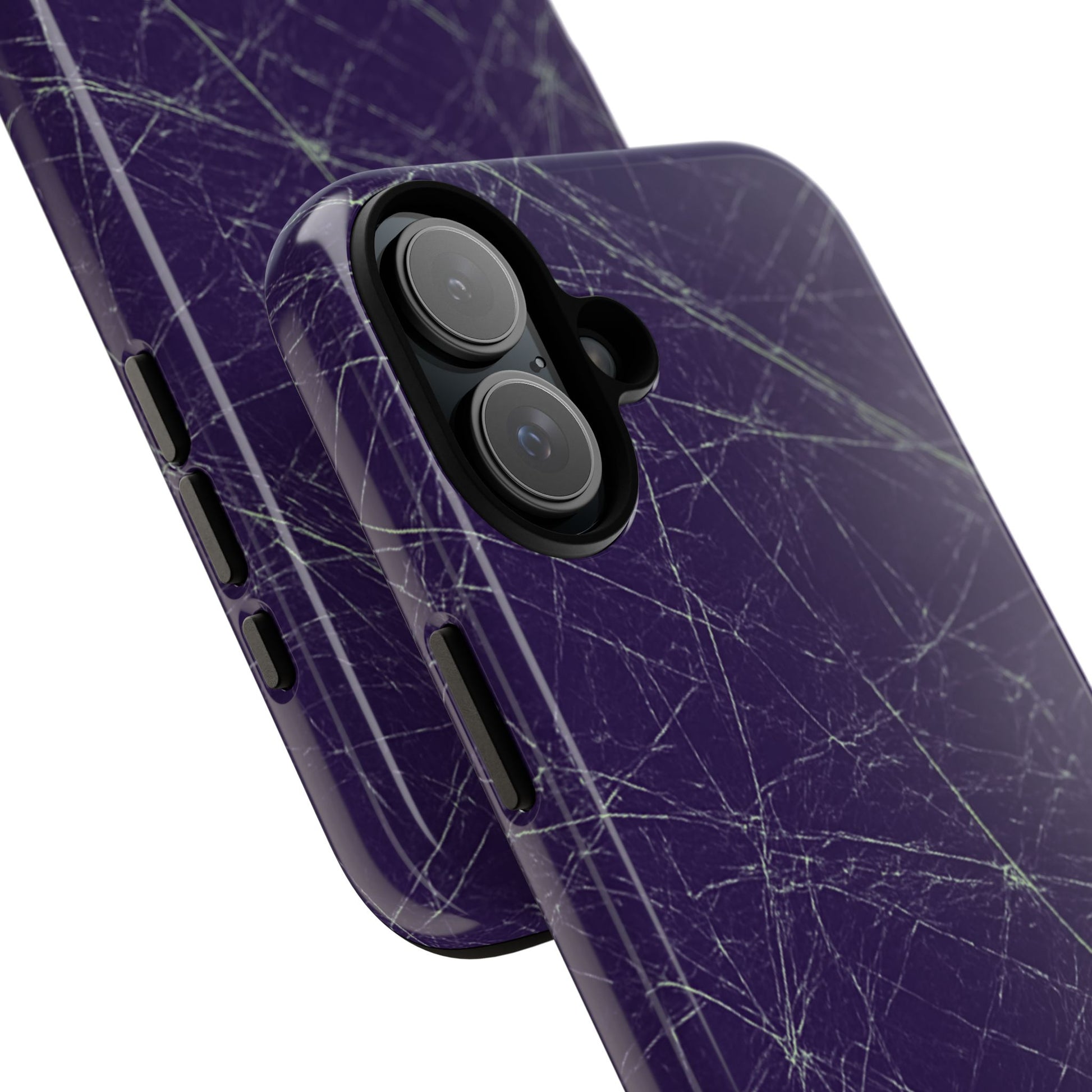 Fragmented impact-resistant phone case with cracked-glass design by NecroGrip.