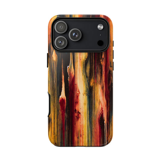 Rupture by NecroGrip tough phone case with red, gold, and black drip design