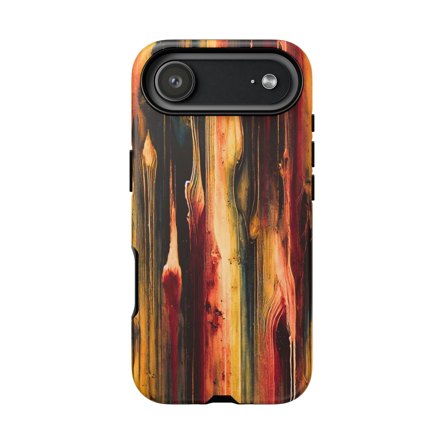 Rupture by NecroGrip tough phone case with red, gold, and black drip design
