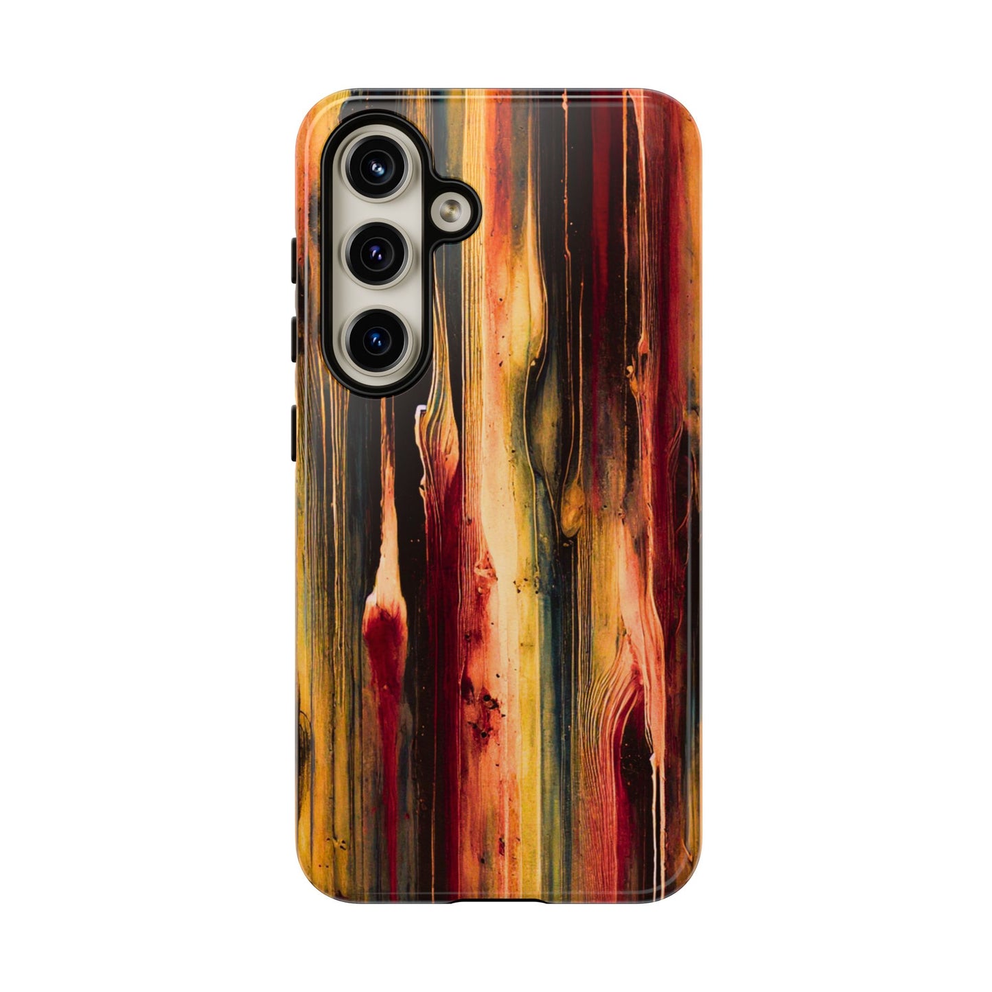 Rupture by NecroGrip tough phone case with red, gold, and black drip design