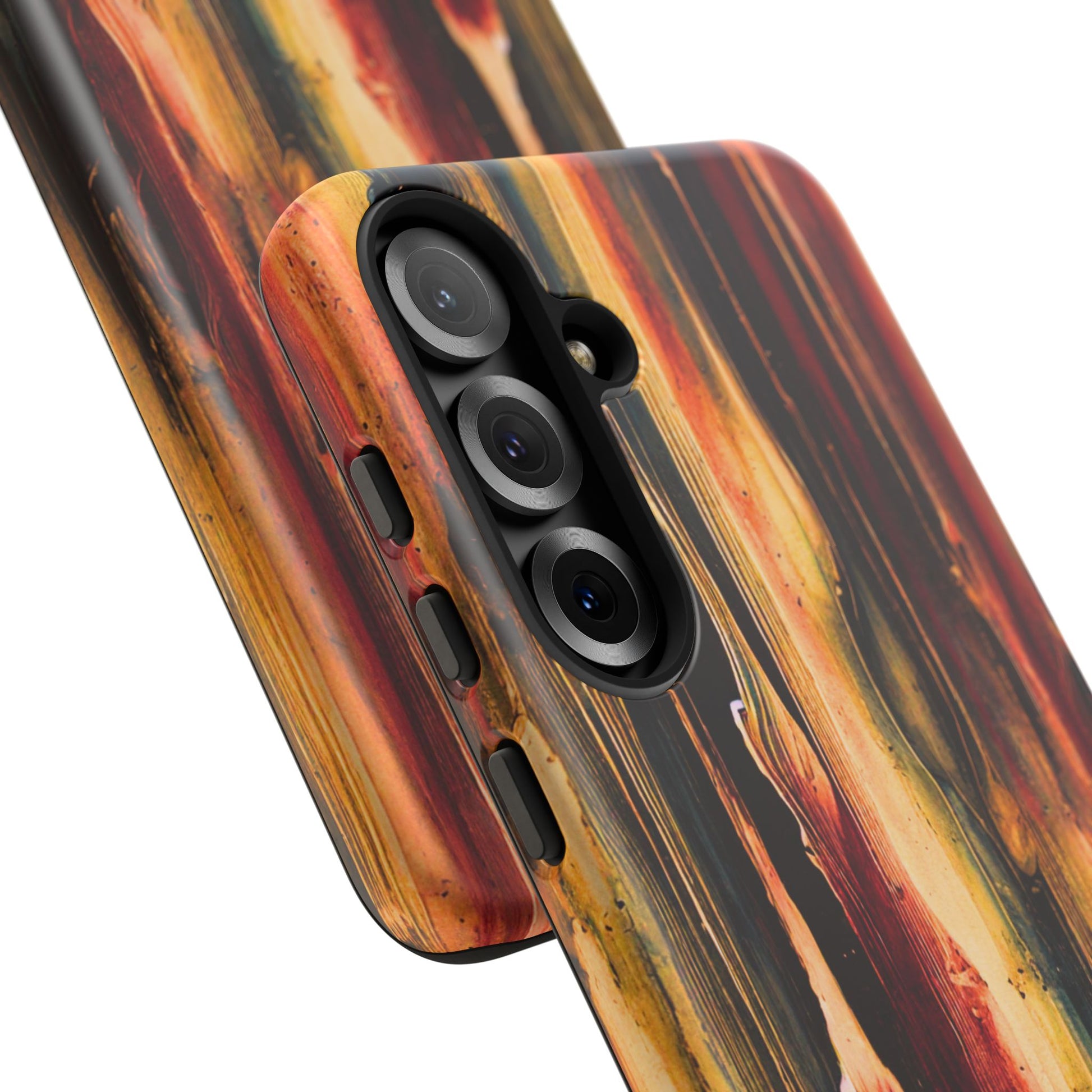 Rupture by NecroGrip tough phone case with red, gold, and black drip design