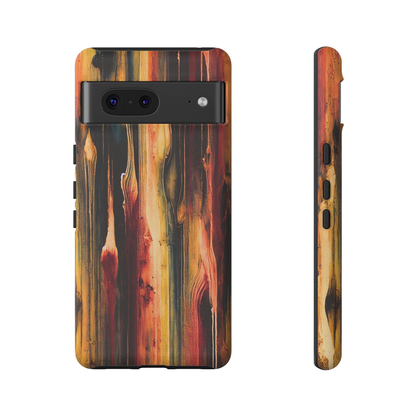 Rupture by NecroGrip tough phone case with red, gold, and black drip design