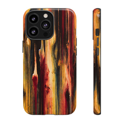 Rupture by NecroGrip tough phone case with red, gold, and black drip design