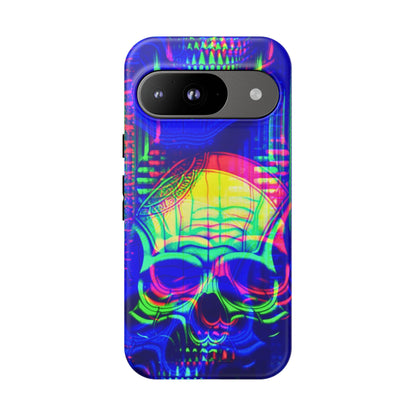 Phone Case - Bright Colorful Jittery Skull Design - NecroGrip 