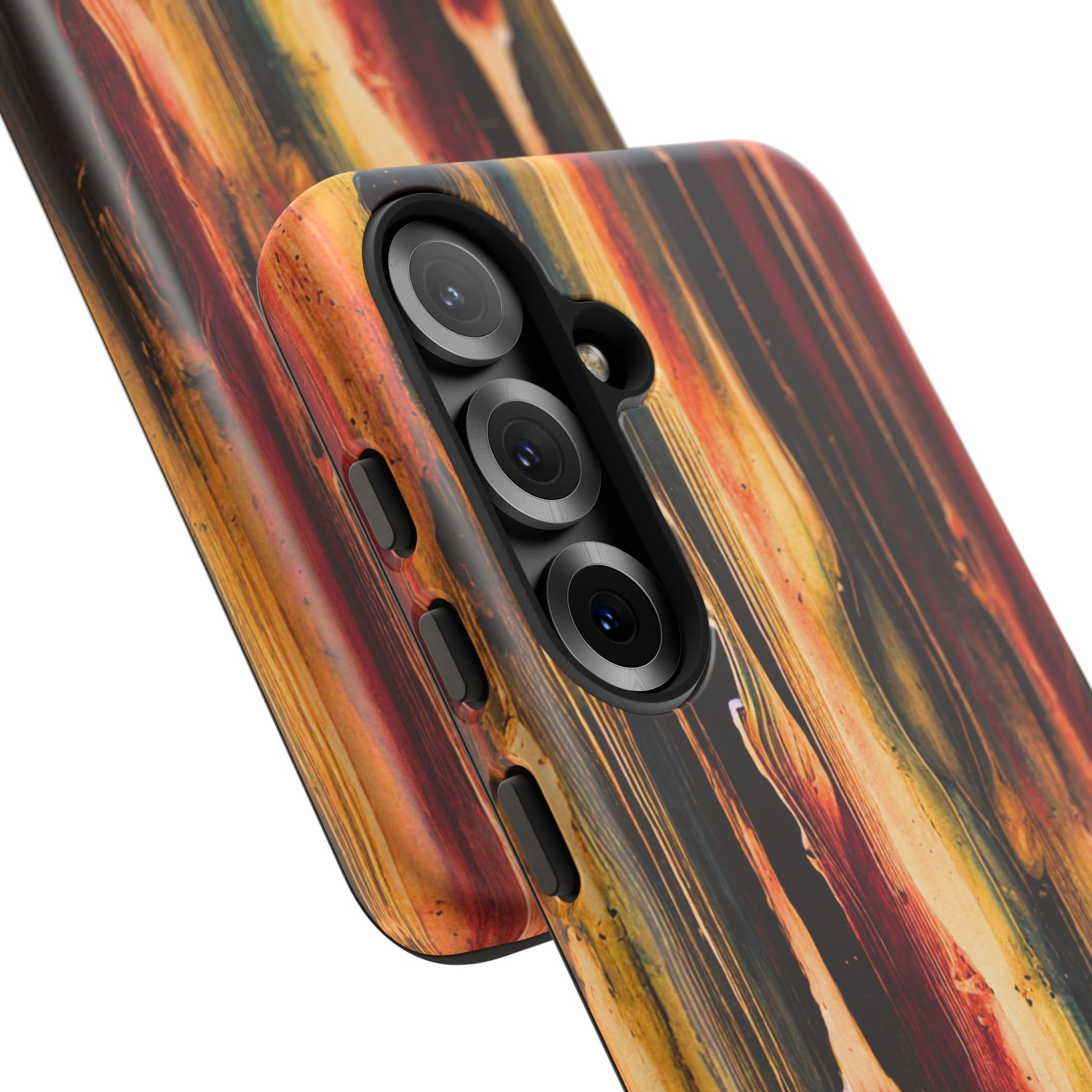Rupture by NecroGrip tough phone case with red, gold, and black drip design