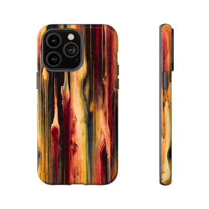 Rupture by NecroGrip tough phone case with red, gold, and black drip design