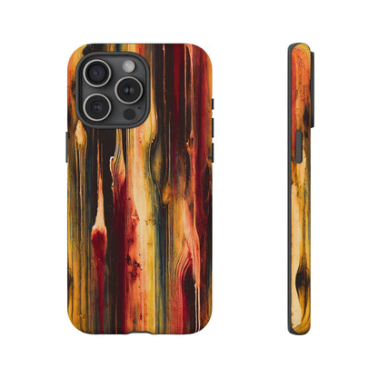 Rupture by NecroGrip tough phone case with red, gold, and black drip design