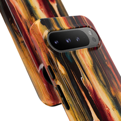 Rupture by NecroGrip tough phone case with red, gold, and black drip design