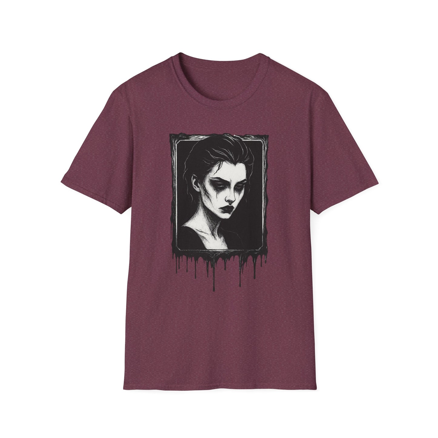 Framed in Mourning – Gothic Portrait Drip T-Shirt - NecroGrip 