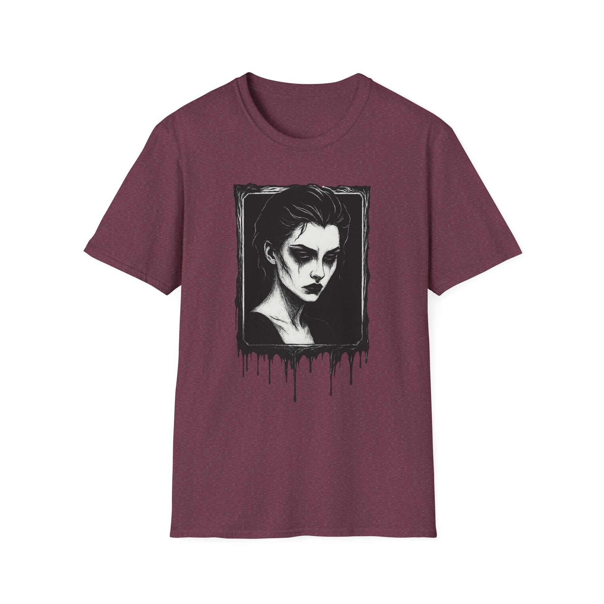Framed in Mourning – Gothic Portrait Drip T-Shirt - NecroGrip 