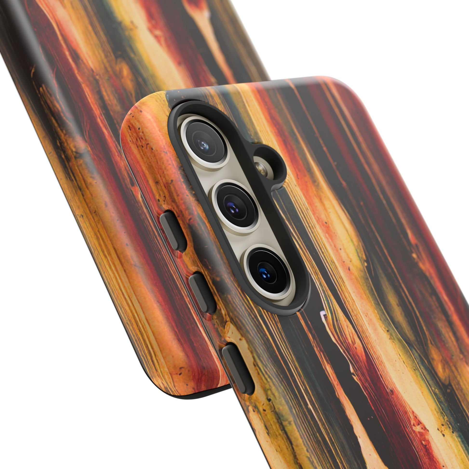Rupture by NecroGrip tough phone case with red, gold, and black drip design