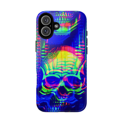 Phone Case - Bright Colorful Jittery Skull Design - NecroGrip 