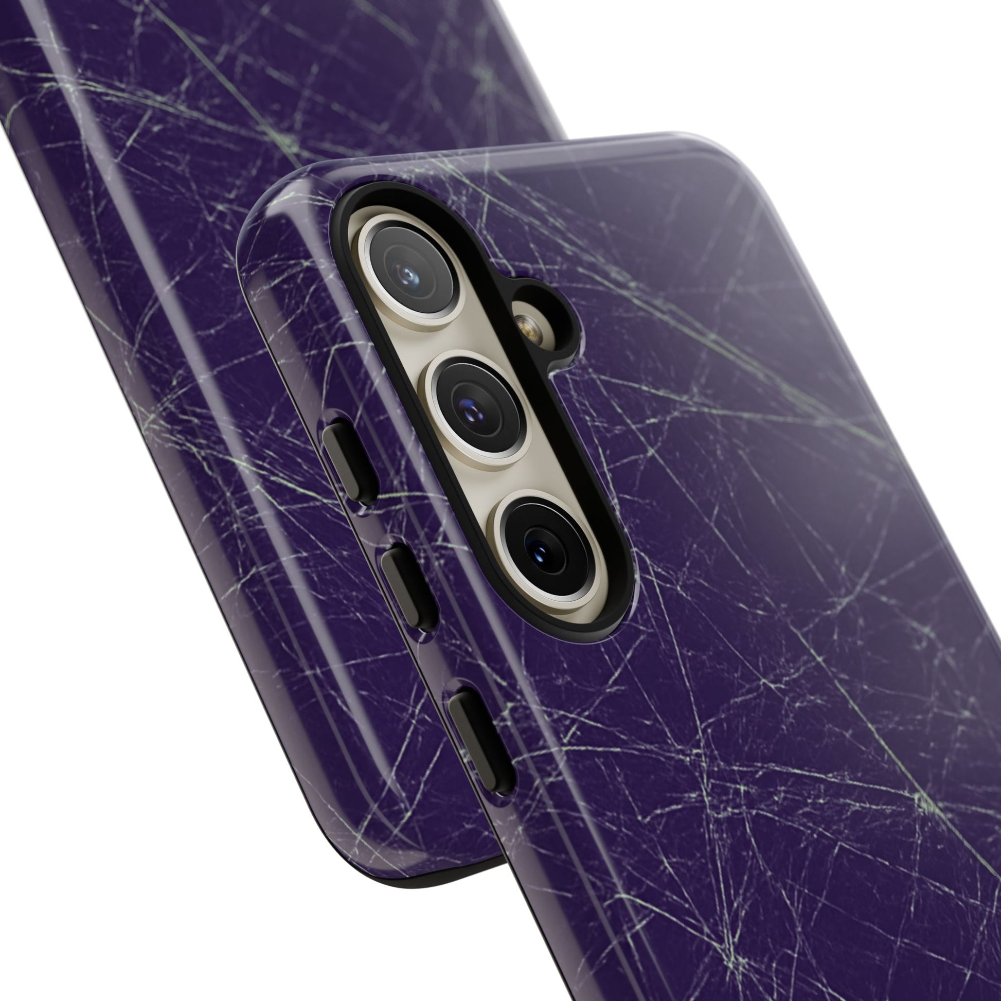 Fragmented impact-resistant phone case with cracked-glass design by NecroGrip.