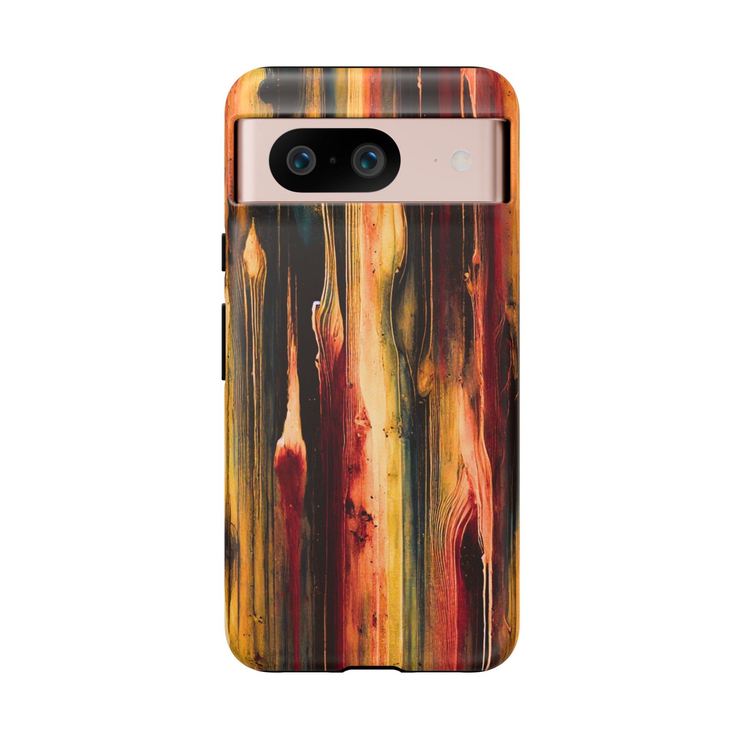 Rupture by NecroGrip tough phone case with red, gold, and black drip design
