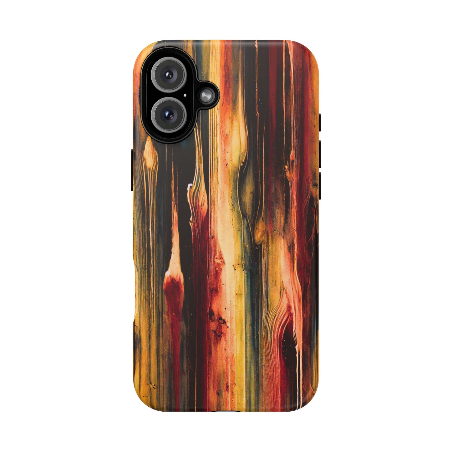 Rupture by NecroGrip tough phone case with red, gold, and black drip design