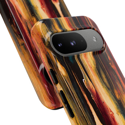 Rupture by NecroGrip tough phone case with red, gold, and black drip design