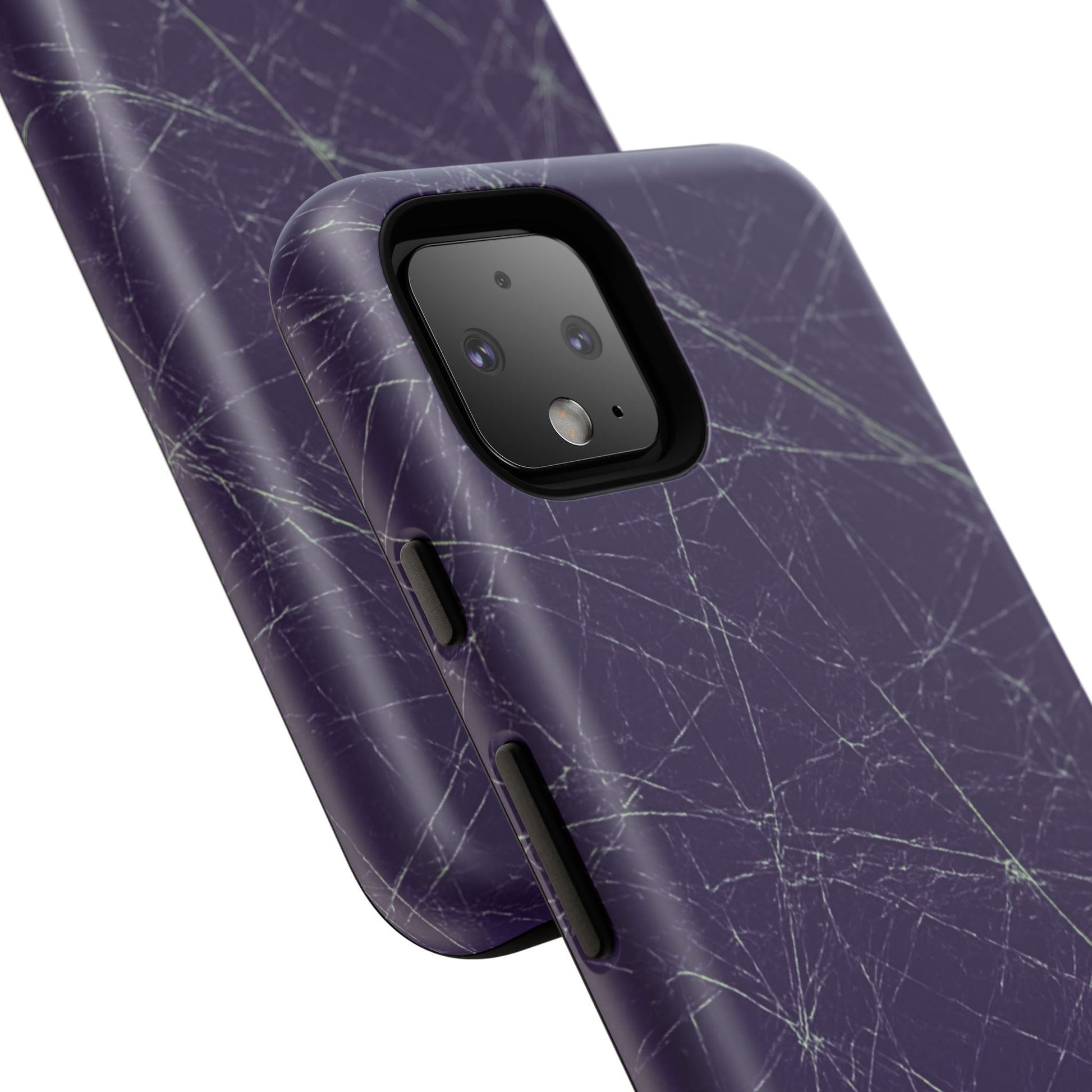 Fragmented impact-resistant phone case with cracked-glass design by NecroGrip.